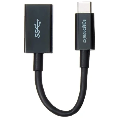 Obrázek Amazon Basics Kabel adaptéru USB C konektor na A zdířku (3,1, Gen. 1), 5 Gbit/s Highspeed, certifikace IF, pro notebooky, tablety, mobilní telefony, 5,5 in, černý