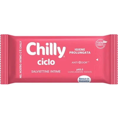 Obrázek Chilly Cyklu čisticí ubrousky, intimní hygienické 100% biologicky odbouratelné, ideální pro venkovní dům, PH 3.5, klinicky testováno, 12 kusů