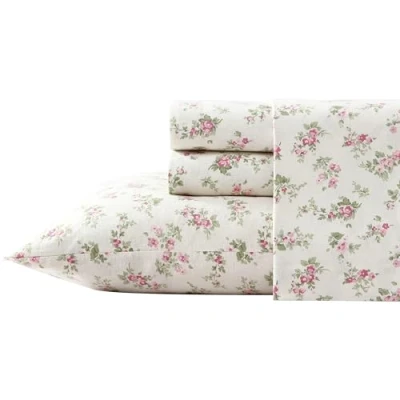 Obrázek Laura Ashley Sheets Baumwollflanell Bettwäsche Set, Baumwolle, Audrey Pink/Creme, King Size