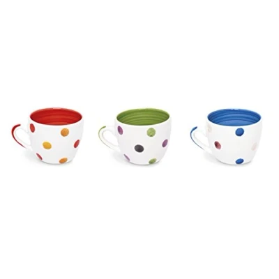 Obrázek Excelsa Dots Becher Caffe &#039;80 ml, Keramik, Rot/Grün/Blau, 6.5 x 5 cm