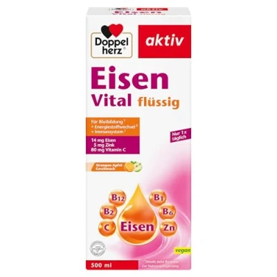 Obrázek Doppelherz EisenVital železo podporuje normální funkci imunitního systému a přispívá k tvorbě červených krvinek 500 ml