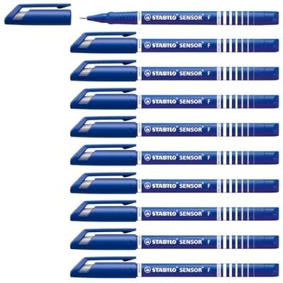 Obrázek Fineliner s pružinovým hrotem STABILO SENSOR F jemný balení 10 ks modrý