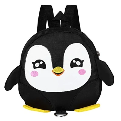 Obrázek Zerodis Rucksack Kinderrucksäcke Backpack Schultasche 3D Pinguin Kinder Kleinkinder mit Sicherheitsleine(Schwarz)