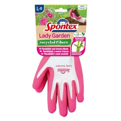 Obrázek Spontex Lady Garden zahradní rukavice s extra měkkým úpletem z bambusových viskózových vláken a recyklovaného PET, velikost L, 1 pár, barva není volitelná