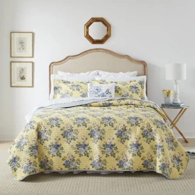 Obrázek Laura Ashley Home Linley Collection Set 100% Baumwolle, wendbar, leichte und atmungsaktive Bettwäsche, vorgewaschen für zusätzliche Weichheit, Pale Pink, King