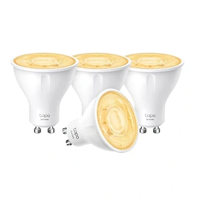 Obrázek Tapo chytrá Wi Fi žárovka TP Link GU10 L610 4 ks, úspora energie, 2,9 W odpovídá 50 W, stmívatelná alexa smart Home, příslušenství Alexa, kompatibilní s Alexou, Google Assistant, bílá