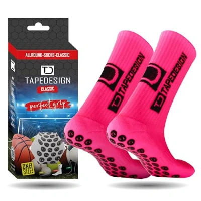 Obrázek Tapedesign &quot;Classic protiskluzové fotbalové ponožky s pogumovanými nopky (unisex), neonově růžová