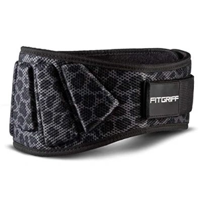Obrázek FITGRIFF® Vzpěračský pás V1 fitness pro kulturistiku, silový trénink, vzpírání tréninkový dámy a pány (leopard, 81 cm 88 obvod břicha (střední)