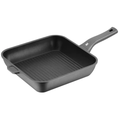 Obrázek WMF Permadur Premium grilovací pánev 28 cm, indukční, potažená hliníkem, na steaky ideální pro křupavé smažení, hranatá pánev, plastová rukojeť