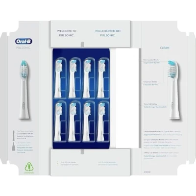 Obrázek Oral B Pulsonic Clean originální nasazovací kartáčky pro sonické zubní hlavice kartáčků, nástavec na kartáček a náhradní sonický balení, balení s