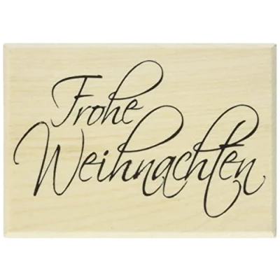Obrázek Rayher Razítko dřevo &quot;Frohe Weihnachten&quot;, 5 x 7 cm, dřevěné Razítko, textové vánoční Butterer 28496000