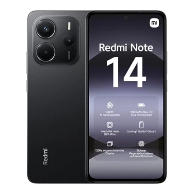 Obrázek Xiaomi Smartphone Redmi Note 14, 8 + 256 GB, černý, 108MP AI kamerový systém, 5500mAh baterie, 120Hz ochranný displej očí, funkce (bez nabíječky)