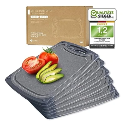 Obrázek Exitoso® 6dílná sada krájecích prkének z bambusu snídaňové prkénko kuchyňské ze dřeva 22 x 14 cm Dřevěné na svačinu Prkno chléb