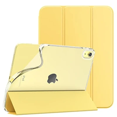 Obrázek TiMOVO pouzdro kompatibilní s iPad 10 Generation 10,9 palců 2022, trojnásobně složené PU kožené ochranné měkkým TPU zadním pouzdrem, auto spánek/probuzení Case pro 10, světle žluté
