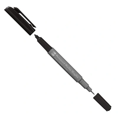 Obrázek Marabu 01470003073 permanentní zvýrazňovač Graphix v černé barvě, s dvojitým hrotem 12 mm a 0,5 mm, brilantní barvy, rychleschnoucí, inkoust na bázi alkoholu, bez zápachu voděodolný