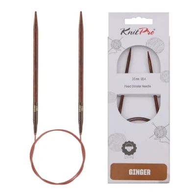 Obrázek KnitPro 31067 Ginger kruhová pletací jehla, dřevo, přírodní/hnědá, 3,5 mm, 60 cm