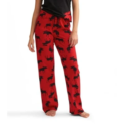 Obrázek Hatley dámské pyžamové kalhoty Moose On Red l červená