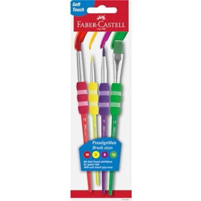 Obrázek FABER CASTELL 481600 sada štětců s měkkým držadlem, 4dílná, štětec na malování pro děti