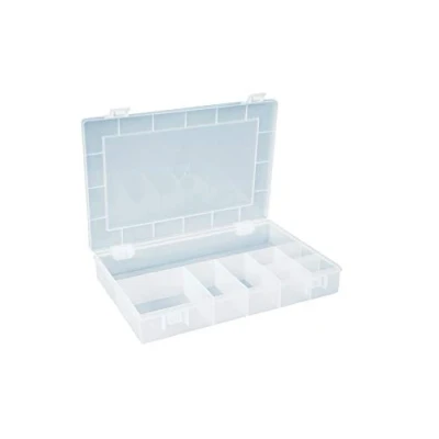 Obrázek hünersdorff Krabička na sortiment PP Classic s 8 přihrádkami stabilní třídicí box šrouby a jiné malé díly pevné rozdělení přihrádek 22,5 x 33,5 5,5 cm, transparentní