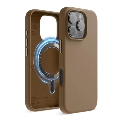 Obrázek elago Magnetické silikonové pouzdro kompatibilní s iPhone 16 Pro, 6,3 palce, veškerým příslušenstvím MagSafe zabudované magnety, silikon Soft Grip, nárazuvzdorný (hnědý)
