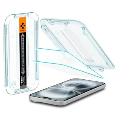 Obrázek Spigen Sklo. tR EZ Fit ochranná fólie kompatibilní s iPhone 16 Plus, 15 2 kusy, odolná proti poškrábání, tvrdosti 9H