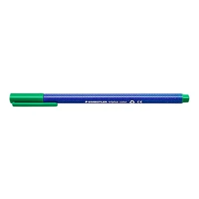 Obrázek STAEDTLER Fixy triplus color, zelené, trojhranné, stabilní, špička odolná proti vtisku, šířka linie cca 1 mm, vhodné pro děti, vysoká kvalita Made in Germany, 10 fibre tip per v kartonovém pouzdře,