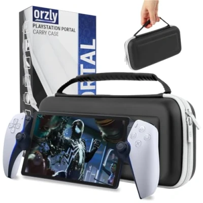 Obrázek Přenosná taška pro Playstation Portal Remote Player konzoli PS5 drží příslušenství a nabízí ochranu na cestách úschovu headset, nabíječku, náhlavní soupravu další. Černá/bílá dárková