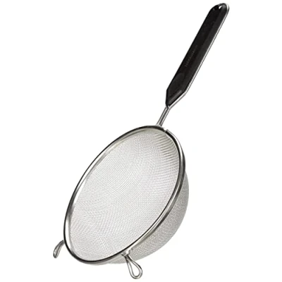 Obrázek Fackelmann Sítko Ø 16 cm, kuchyňské síto z dvojitě pocínované oceli, cedník s jemnými oky vložkou plastu (barva: černá/stříbrná), množství: 1 kus