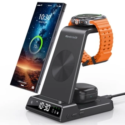 Obrázek bezdrátová nabíječka pro Samsung nabíjecí stanice Galaxy S24 Ultra, indukční Watch Ultra/7/6, S23 Z Flip 6 Fold 6, Buds 3