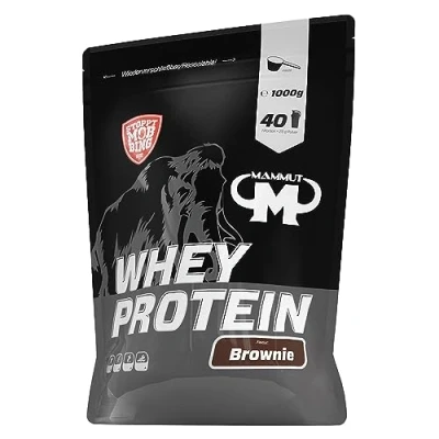 Obrázek Mammut Nutrition Whey Protein prášek Brownie 1 kg 27 g proteinu na porci bílkovinový s vysokým podílem BCAA perfektní rozpustnost ve vodě a mléce ideální svačina