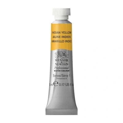 Obrázek Winsor &amp; Newton Profesionální akvarelové barvy 0102319 , živé vodní v umělecké kvalitě, vysoká zářivost barev a jas, stálobarevná, archivní kvalita, tuba 5 ml indická žlutá