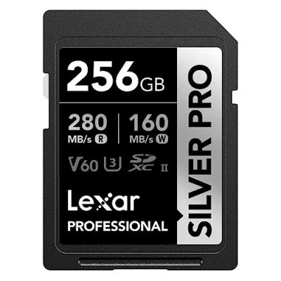 Obrázek Lexar SILVER pro SD karta 256 GB, UHS II karta, V60, U3, C10, čtení až 280 MB/s, 160MB/s zápis, SDXC DSLR/kameru/fotografy/video filmy/nadšence (LSDSIPR256G BNNAA)