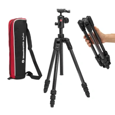 Obrázek Manfrotto Befree Advanced AS, Camera Tripod, Twist Lock, Compatible with Arca Swiss, Portable, Compact Travel Tripod Kit, Ball Head, Carbon for DSLR, Mirrorless Cameras, Accessories