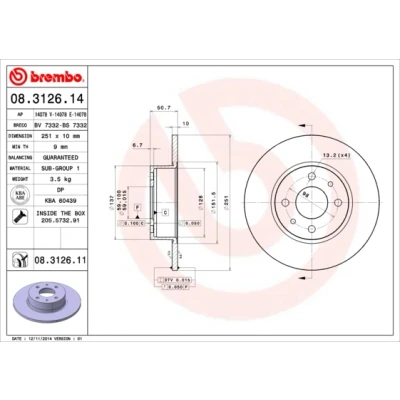 Obrázek Brembo BB 08.3126.11 FI Stilo/SW P