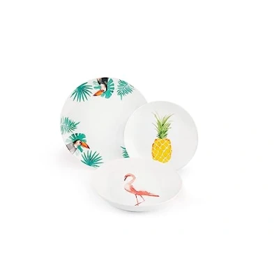 Obrázek Excelsa Tropical jídelní servis 18dílný, porcelán, bílý s dekorem