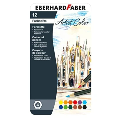Obrázek Eberhard Faber 516112 sada pastelek Artist Color, 12 barevných tužek v kovovém pouzdře