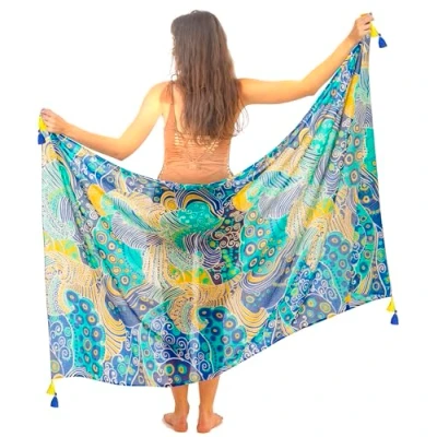 Obrázek Mandala Life ART Zelená Pareo dámská se střapci bavlna velká pláž sarong plážová osuška zavinovací sukně tapiserie bikiny Cover Up šátek na plavky, Arambol