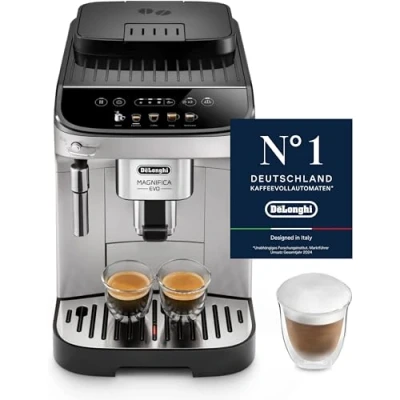 Obrázek De&#039;Longhi Kávovar Magnifica Evo ECAM 292.33.SB s tryskou pro napěnění mléka, 5 přímých tlačítek espresso, kávu a kávové speciality, intuitivní ovládací panel, funkce 2 šálků, stříbrná/černá barva
