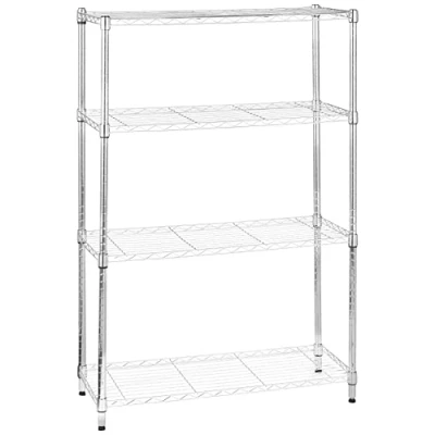Obrázek Amazon Basics Úložná jednotka se 4 policemi, výškově nastavitelnými vkládacími policemi a nivelačními nohami, max. hmotnost 640 kg, chrom, 35,6 x 91,4 137,1 cm