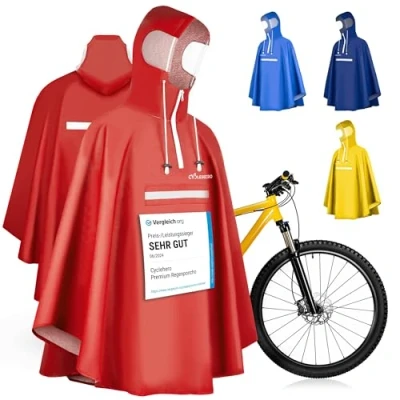 Obrázek CYCLEHERO pončo do deště na kolo vodotěsné testování velmi dobré pláštěnka s odrazkami a okénkem oblečení jízdní jako dámské vodotěsné,