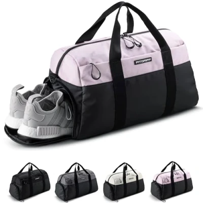 Obrázek Fitgriff® Sportovní taška &amp; cestovní V2 pro dámy a pány s přihrádkou na boty mokré místo sport, fitness, cestování tréninková taška, Gym Bag, černá / růžová,
