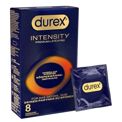 Obrázek Kondomy Durex Intensity ultra tenké plus pro intenzivní přenos tělesného tepla zvlhčené velkým množstvím silikonových kluzných gelů bez latexu balení 8 ks (1 x kusů)