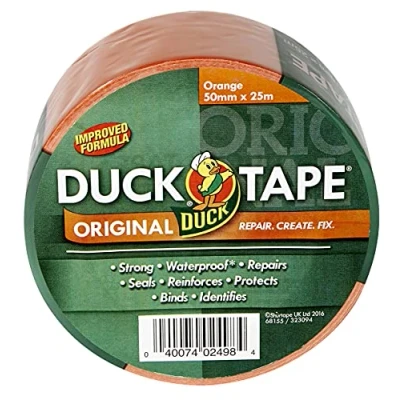 Obrázek Duck Tape Originální, lepicí páska, oranžová, 50 mm x 25 m vylepšená formule, vysoce pevná, vodotěsná páska na smažení a kanál, opravy