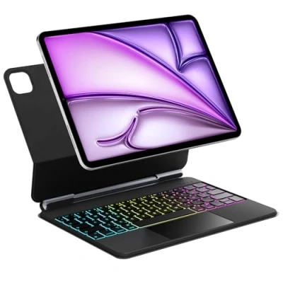 Obrázek Inateck pouzdro s klávesnicí Magic, Pro iPad Air 6 11&quot; 2024, 5/4, (4/3/2/1), 3zóny 7 barev osvětlení, magnetický levitací, celoplošný touchpad, QWERTZ,
