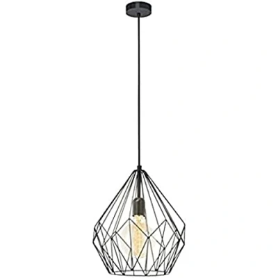 Obrázek EGLO závěsná lampa Carlton, 1 plamenné vintage závěsné svítidlo, retro z oceli, barva: černá, objímka: E27