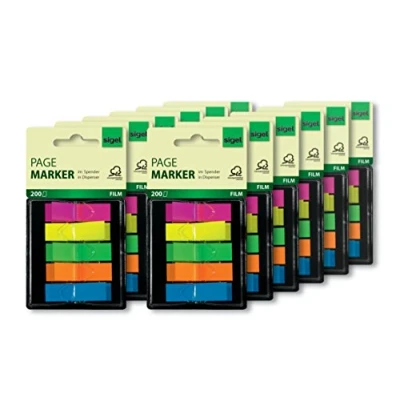 Obrázek SIGEL HN489/12 lepicí popisovač v dávkovači, 12 kusů po 200 mini proužcích ve formátu x 45 mm, 5 neonových barev