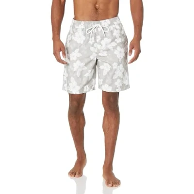 Obrázek Amazon Essentials Herren Badehose, Schnell Trocknend, 23 cm, Grau Hibiskusblume, XL