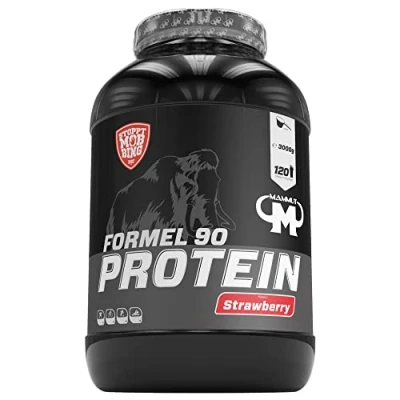 Obrázek Mammut Nutrition Složení 90 proteinový prášek jahody 3 kg 4složkový Whey protein s izolátem sojového proteinu, mléčný protein, vaječný a vitamin B6 77% bílkoviny