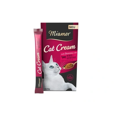 Obrázek MIAMOR Cat Snack Rind &amp; Gemuse Cream krém s hovězím a zeleninou pro kočky 6x15ml