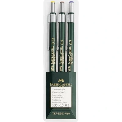 Obrázek FABER CASTELL 136030 3dílná sada tužek TK FINE 9760, tloušťka tuhy: 0,35 mm; 0,5 mm + 0,7 mm, stupeň tvrdosti HB